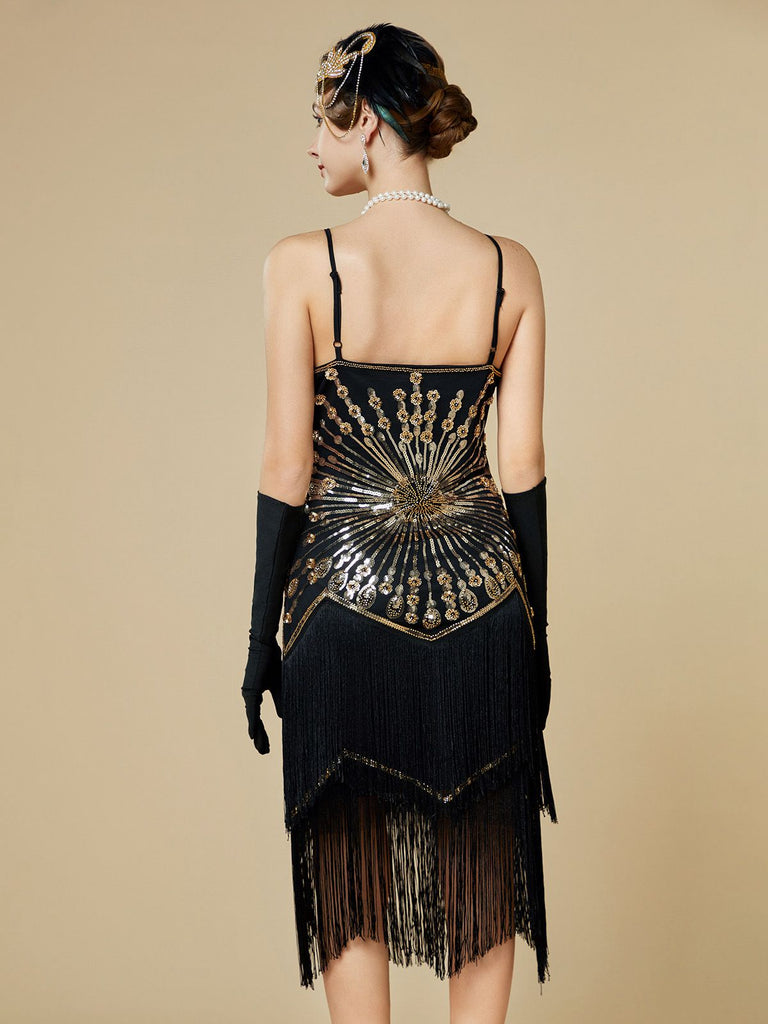Robe Charleston à franges et sequins années 1920