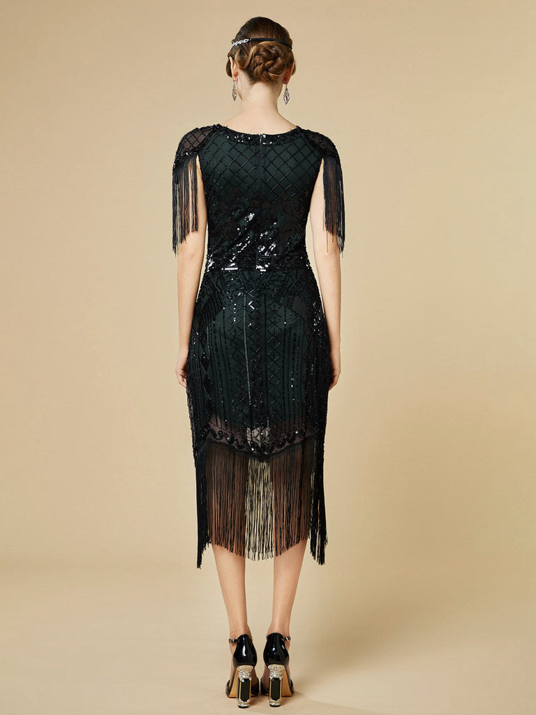 Robe Charleston à franges et sequins années 1920