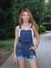 Combishort salopette jean stretch déchiré 1970s