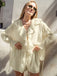 2PCS Beige Volant à Lacets Cardigan & Short Set Années 1940 4
