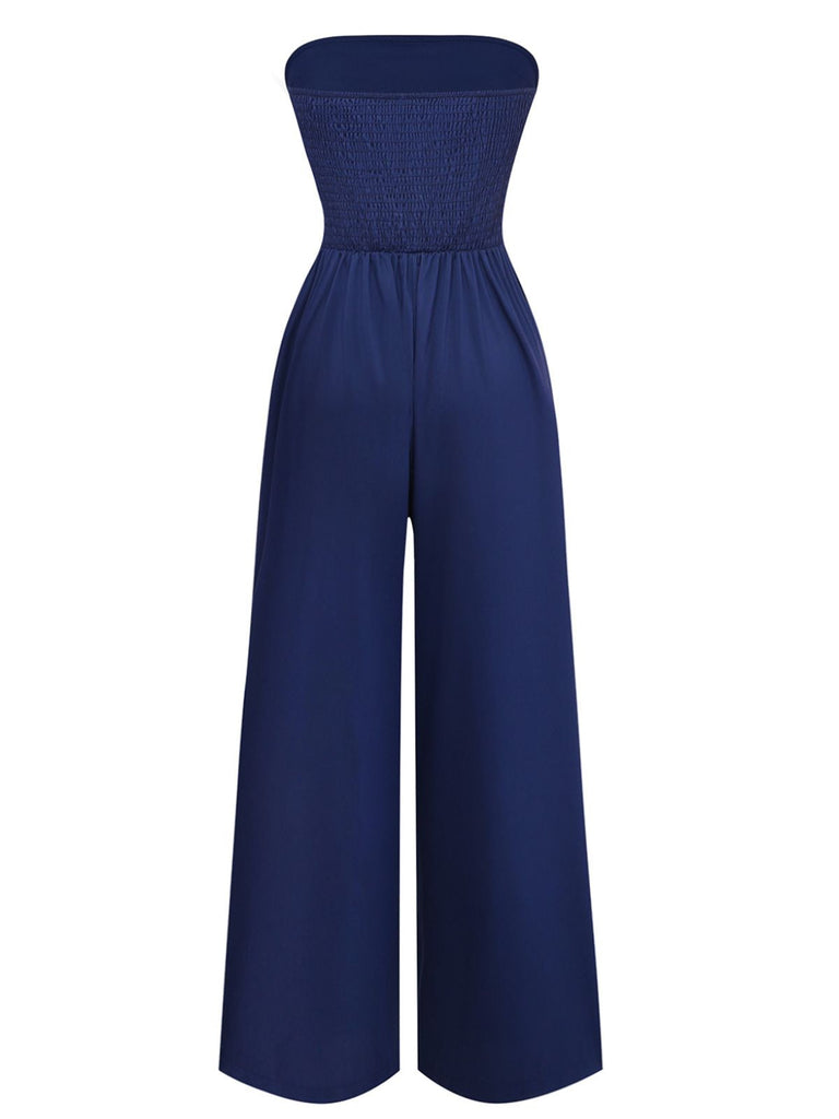Bleu Foncé Portefeuille Style Jambes Larges Combinaison Années 1940 3