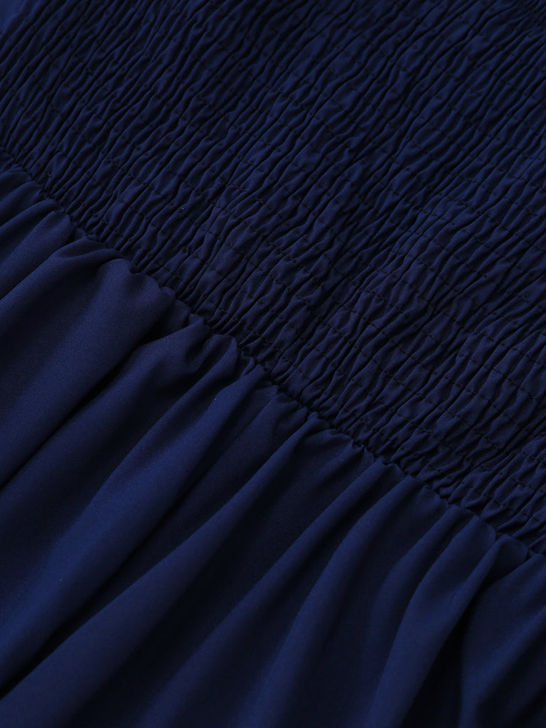 Bleu Foncé Portefeuille Style Jambes Larges Combinaison Années 1940 6