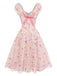[Prévente] Rose Floral Décolleté Cœur Nœud Robe Années 1950 3
