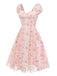 [Prévente] Rose Floral Décolleté Cœur Nœud Robe Années 1950 4