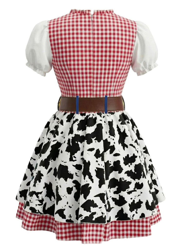 Robe Patchwork Carreaux Chauve-Souris Multicolore années 70 4