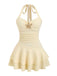 Mini Robe Jaune Halter à Étages avec Étoile de Mer en Métal Années '60 2