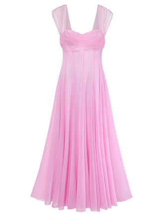 Décolleté Cœur Manches Courtes Filet Baleines Robe Années 1930