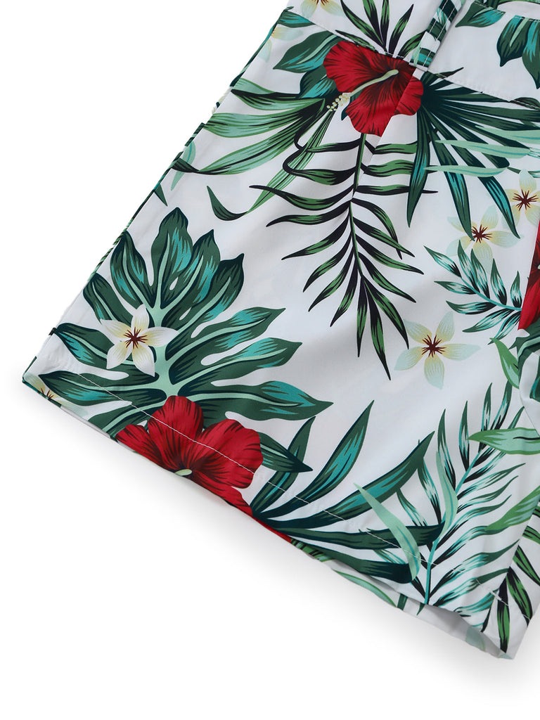 2PCS Haut Satin et Short Floral Vert années 50 7