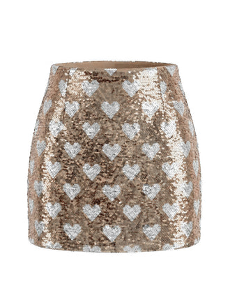 Cœur à Paillettes High Rise Moulante Jupe Années 1970