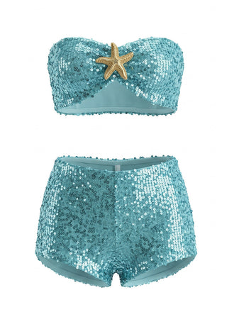 Maillot de Bain à Paillettes Étoile de Mer Bandeau Années 1950