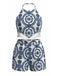 Ensemble 2 Pièces 2PCS Floral Halter Tassel Crop & Shorts Années 1970 3