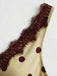 Kaki Col V à Pois Dentelle-Bordure Sans Manches Robe Années 1930 4