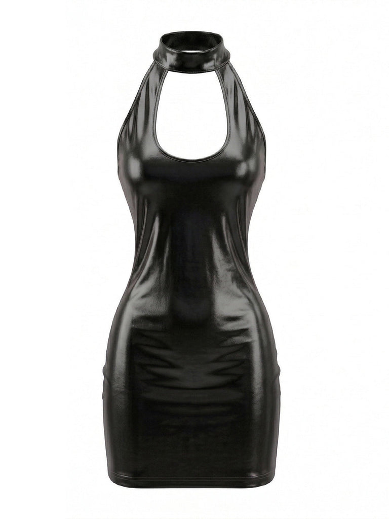 Robe Disco Cuir Verni Brillant années 80 4