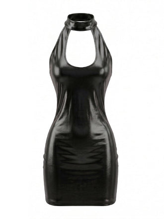 Robe Disco Cuir Verni Brillant années 80 4