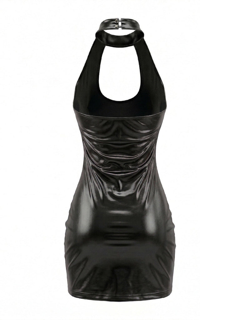 Robe Disco Cuir Verni Brillant années 80 5