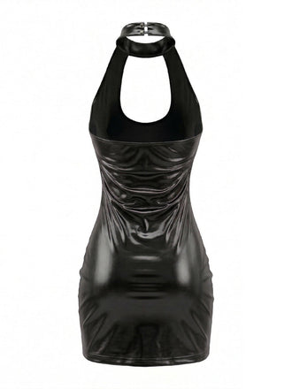 Robe Disco Cuir Verni Brillant années 80 5