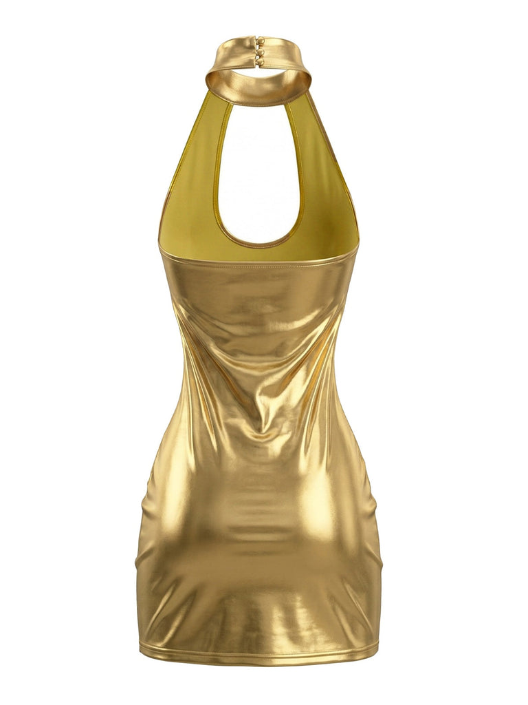 Robe Disco Cuir Verni Brillant années 80 9