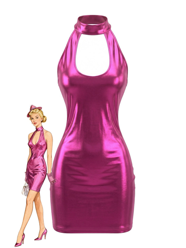 Robe Disco Cuir Verni Brillant années 80