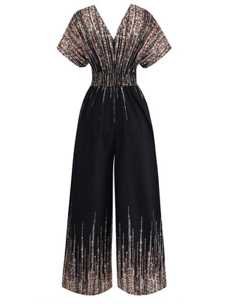 Combinaison Col V High Waist Noir Années 1950 2