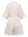 Beige Botanique Imprimé Revers Ceinturé Combishort Années 1950 3
