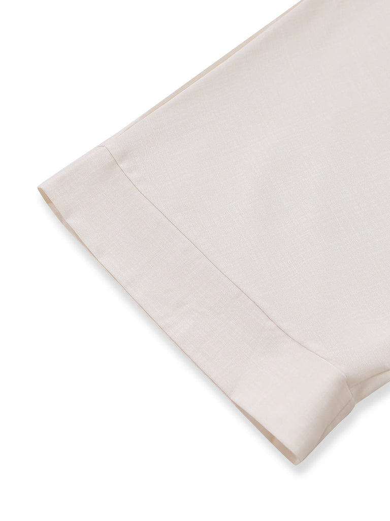 Beige Botanique Imprimé Revers Ceinturé Combishort Années 1950 4