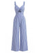 Bleu Rayé Torsadé Ajouré Col V Combinaison Années 1950 3