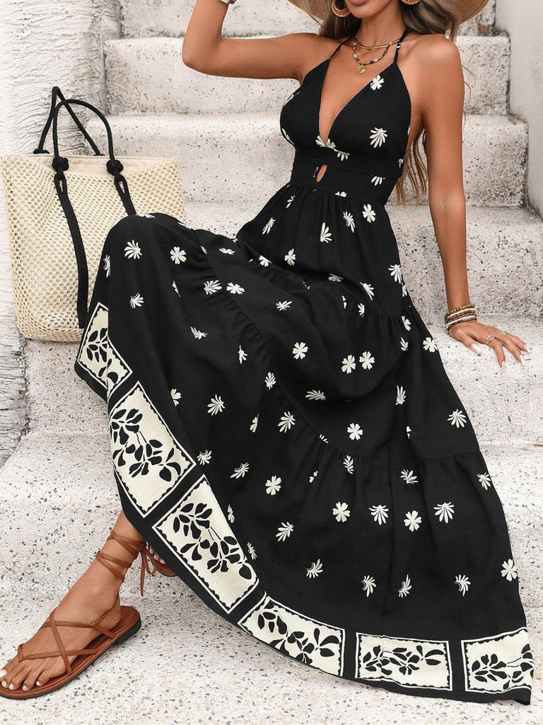 Robe Longue Dos Nu Bohème Noir années 70 3