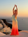 Robe Longue Multicolore Col Bando Dégradé Plissé Années 30