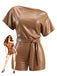 Combishort Asymétrique en Similicuir avec Ceinture Années '60