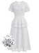 [Prévente] Robe Ligne A Boutonnée à Volants Col en V à Pois Blanc années 40