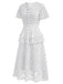[Prévente] Robe Ligne A Boutonnée à Volants Col en V à Pois Blanc années 40 3