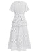 [Prévente] Robe Ligne A Boutonnée à Volants Col en V à Pois Blanc années 40 4