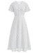 [Prévente] Robe Ligne A Boutonnée à Volants Col en V à Pois Blanc années 40 5