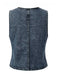 Haut bleu denim col V sans manches boutonné années 70