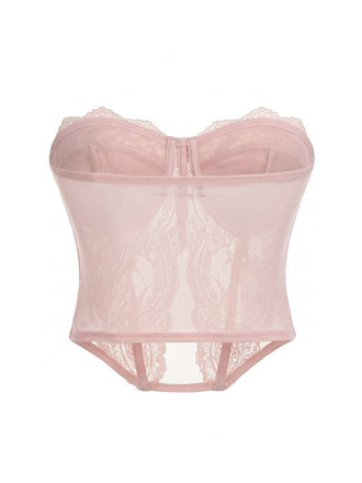 Rose Foncé Dentelle Uni Bandeau Haut Années 1980 2