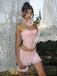 Rose Foncé Dentelle Uni Bandeau Haut Années 1980 3