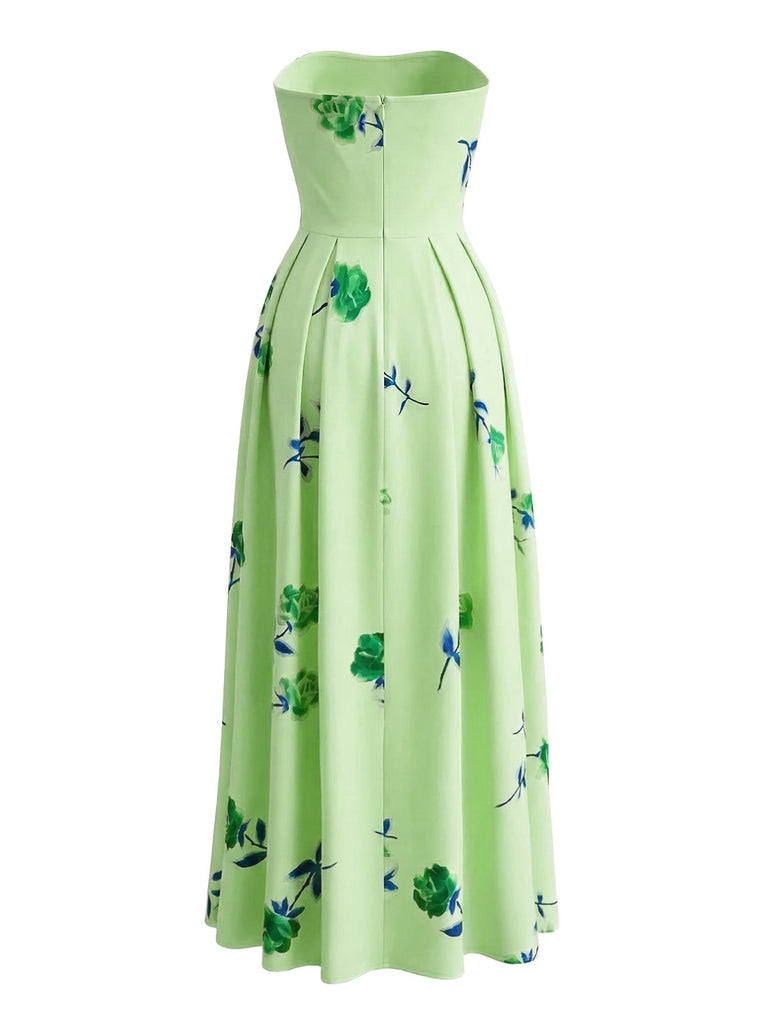 Robe Évasée Bustier à Fleurs Taille Haute Années '40 7
