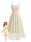 Robe Midi Jaune Clair Tulle Brodé Marguerite Froncé Années 50
