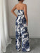 Combinaison Bleue Bustier à Imprimé Céleste et Fronces Années '70 5