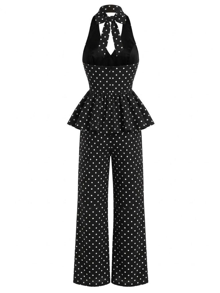 Ensemble à Pois PéPrune Dos Nu & Jambes Larges Années 1950 5