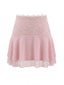Mini jupe en dentelle brodée rose années 80