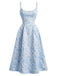 Robe midi rose fines bretelles floral années 1950