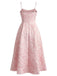 Robe midi rose fines bretelles floral années 1950