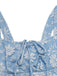 Robe Bleue Col Carré Taille Empire en Jacquard Froncé Années '40 5
