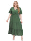 [Grande Taille] Robe longue col V manches courtes à pois années 40