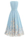 Robe Midi Sans Manches Col V à Fleurs Années '40 2