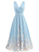 Robe Midi Sans Manches Col V à Fleurs Années '40