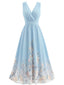 Robe sans manches col en V et motif floral années 1940