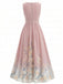 Robe Midi Sans Manches Col V à Fleurs Années '40 6