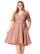[Grande Taille] Robe Portefeuille Rose Col V à Poches et Fleurs Années '40